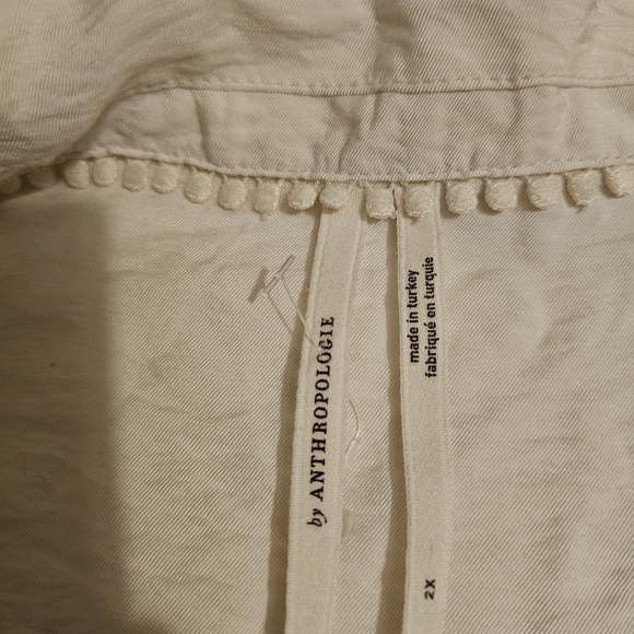 ANTHROPOLOGIE Cream Blouse Womens The Dilon Short Sleeves Wide-packet CREAM 2X - Picture 2 of 12
